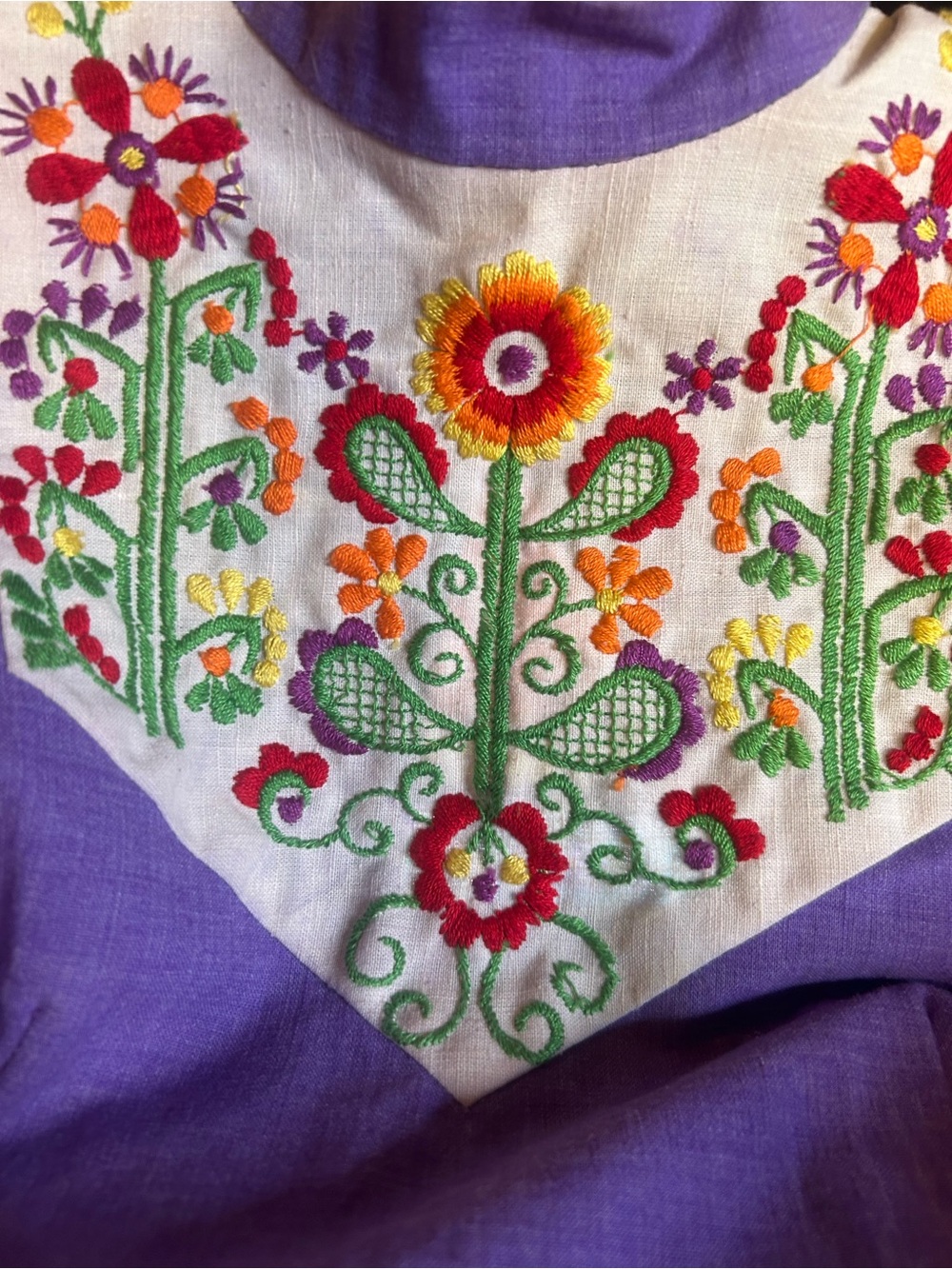Lanz original Lavender Long-Sleeve prairie  embroidered Dress - Picture 2 of 16